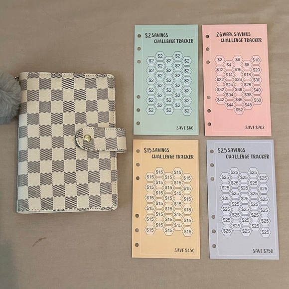 White Checkered  A6 Budget Binder/Planner Bundle - Picture 6 of 8